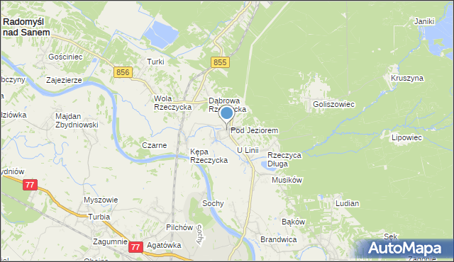 mapa Rzeczyca Okrągła, Rzeczyca Okrągła na mapie Targeo